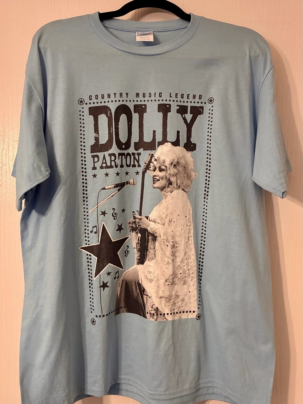 Port & Company Legend Dolly Parton Vintage Style Graphic Tee - Light Blue Size - Picture 2 of 5